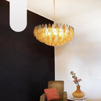 Murano Poliedri Faceted Transparent Amber Glass Chandelier product image