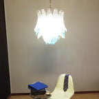 Vintage Murano Transparent Blue Glass Chandelier detail view