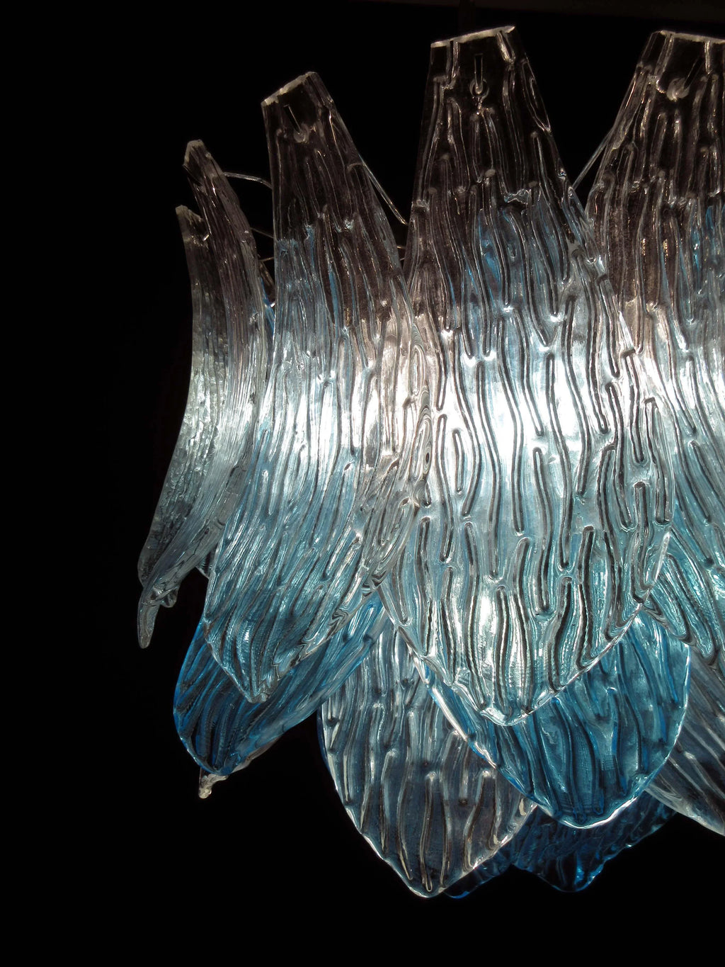 Vintage Murano Transparent Blue Glass Chandelier product image