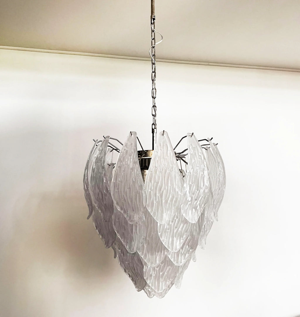 Murano Frosted Carved Glass Leaves Chandelier product image