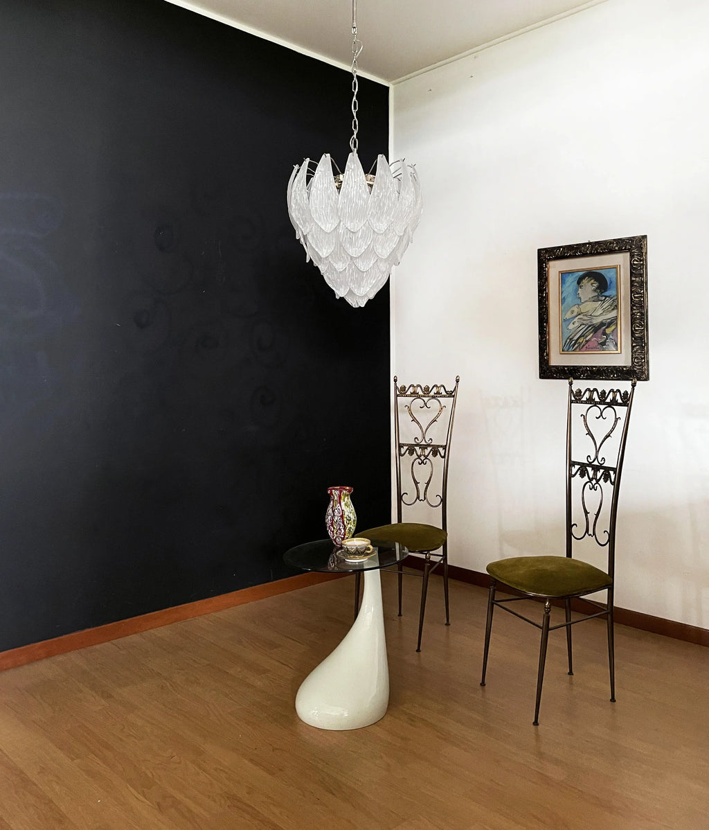 Murano Frosted Carved Glass Leaves Chandelier product image