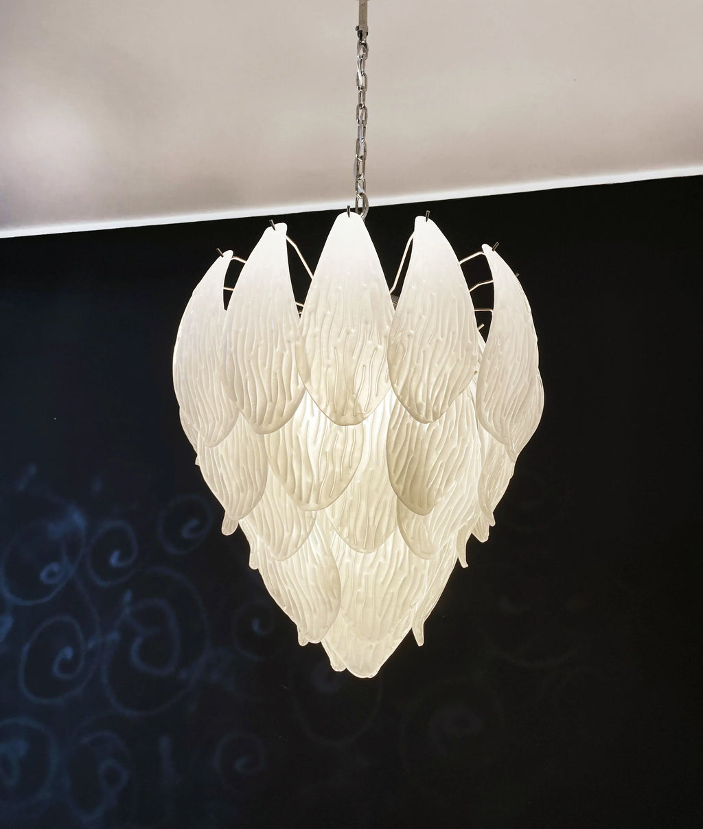 Murano Frosted Carved Glass Leaves Chandelier product image