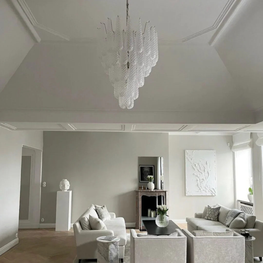 Vintage Transparent Murano Glass Petals Drop Chandelier product image