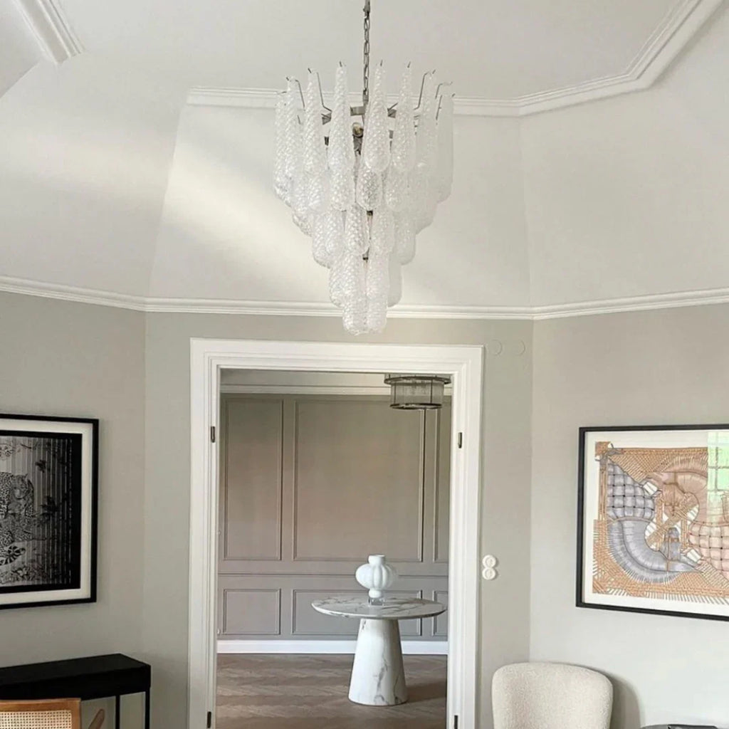 Vintage Transparent Murano Glass Petals Drop Chandelier product image