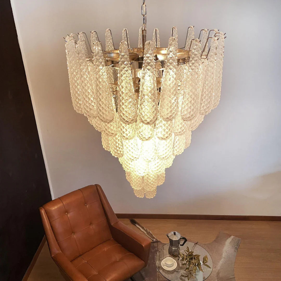 Vintage Transparent Murano Glass Petals Drop Chandelier product image
