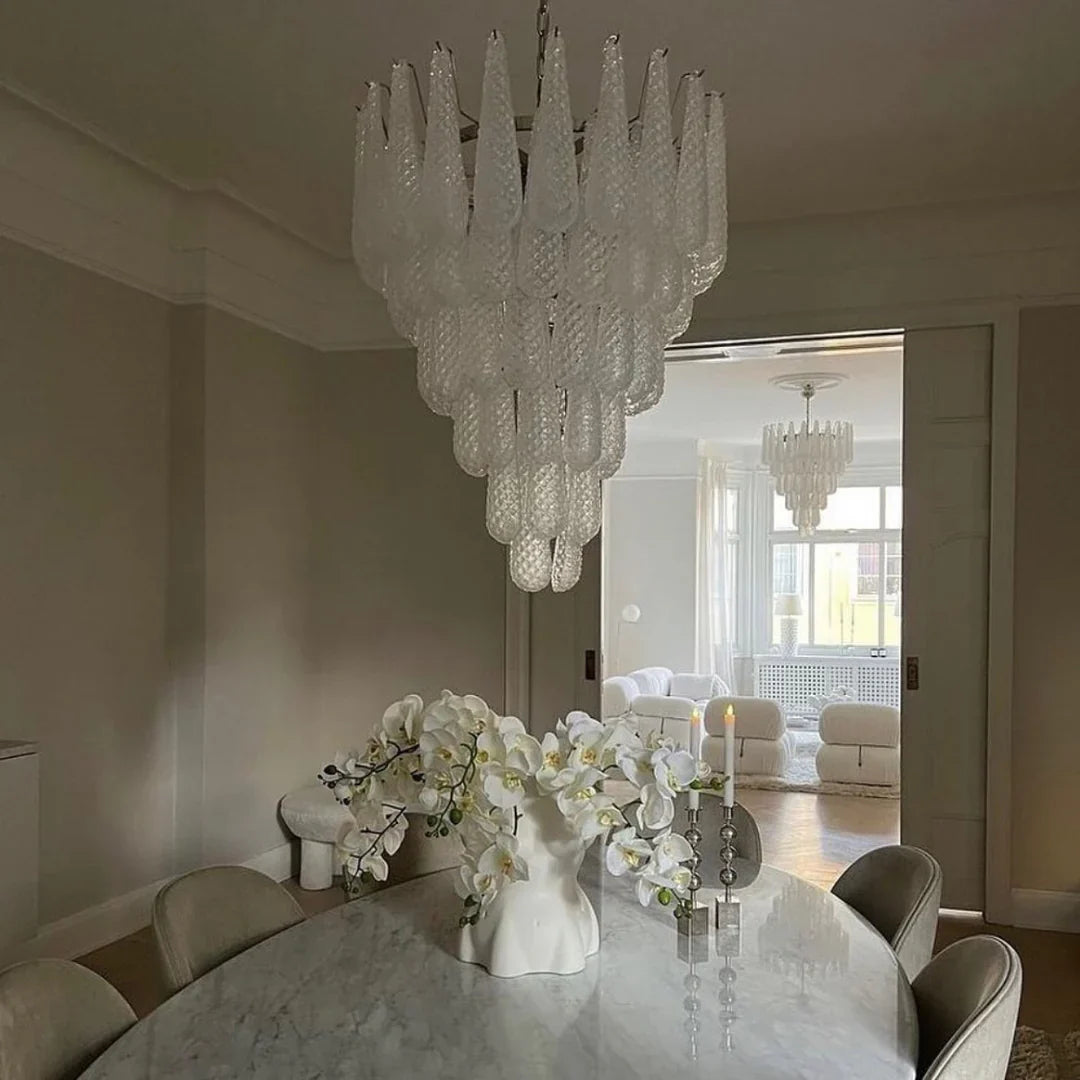 Vintage Transparent Murano Glass Petals Drop Chandelier product image