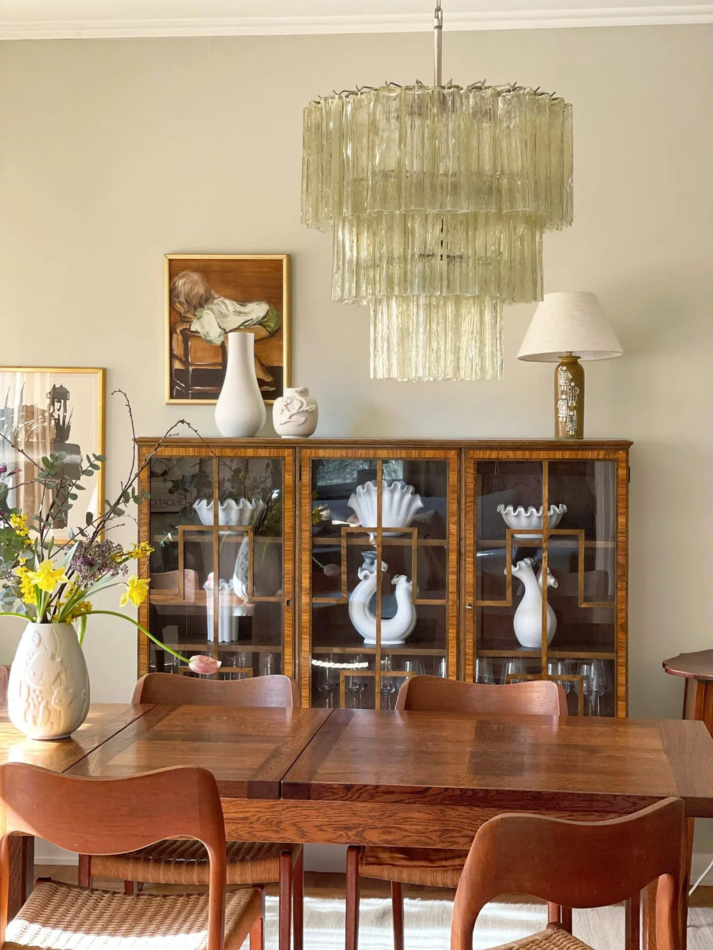 Murano Honey Glass Tube Chandelier material and finish detail
