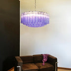 Murano Large Amethyst Glass Tube Chandelier detail view