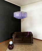 Murano Large Amethyst Glass Tube Chandelier material and finish detail