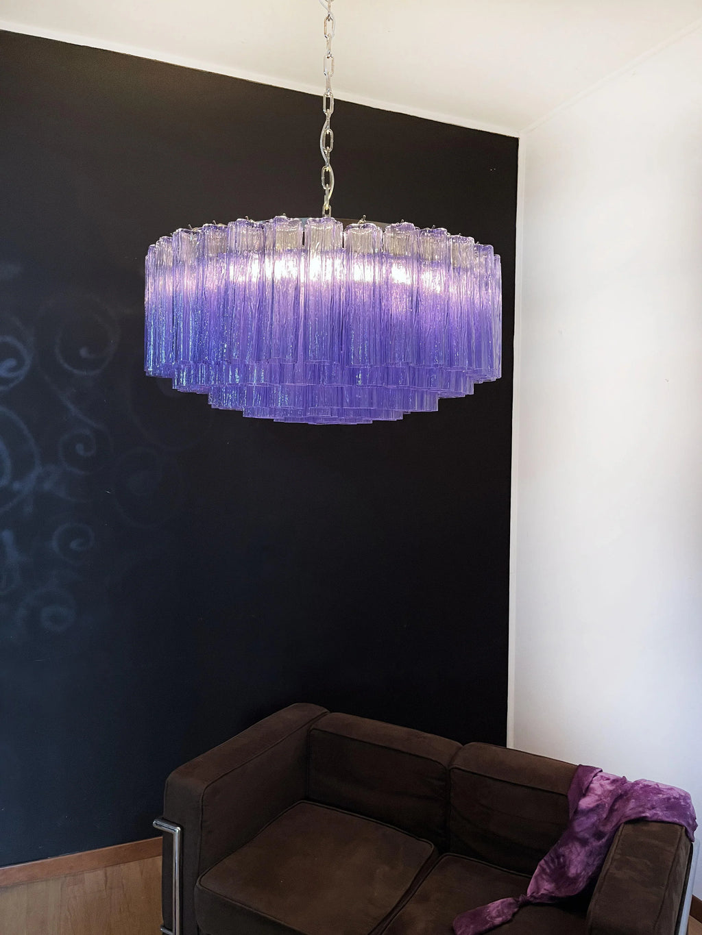 Murano Large Amethyst Glass Tube Chandelier product image
