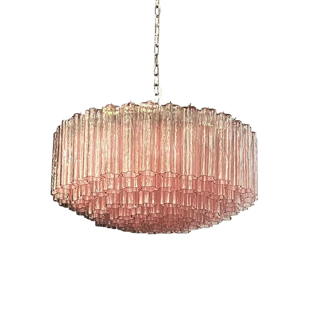 Murano Large Pink Glass Tube Chandelier product image