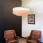 Murano Large Pink Glass Tube Chandelier detail view