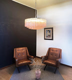 Murano Large Pink Glass Tube Chandelier material and finish detail