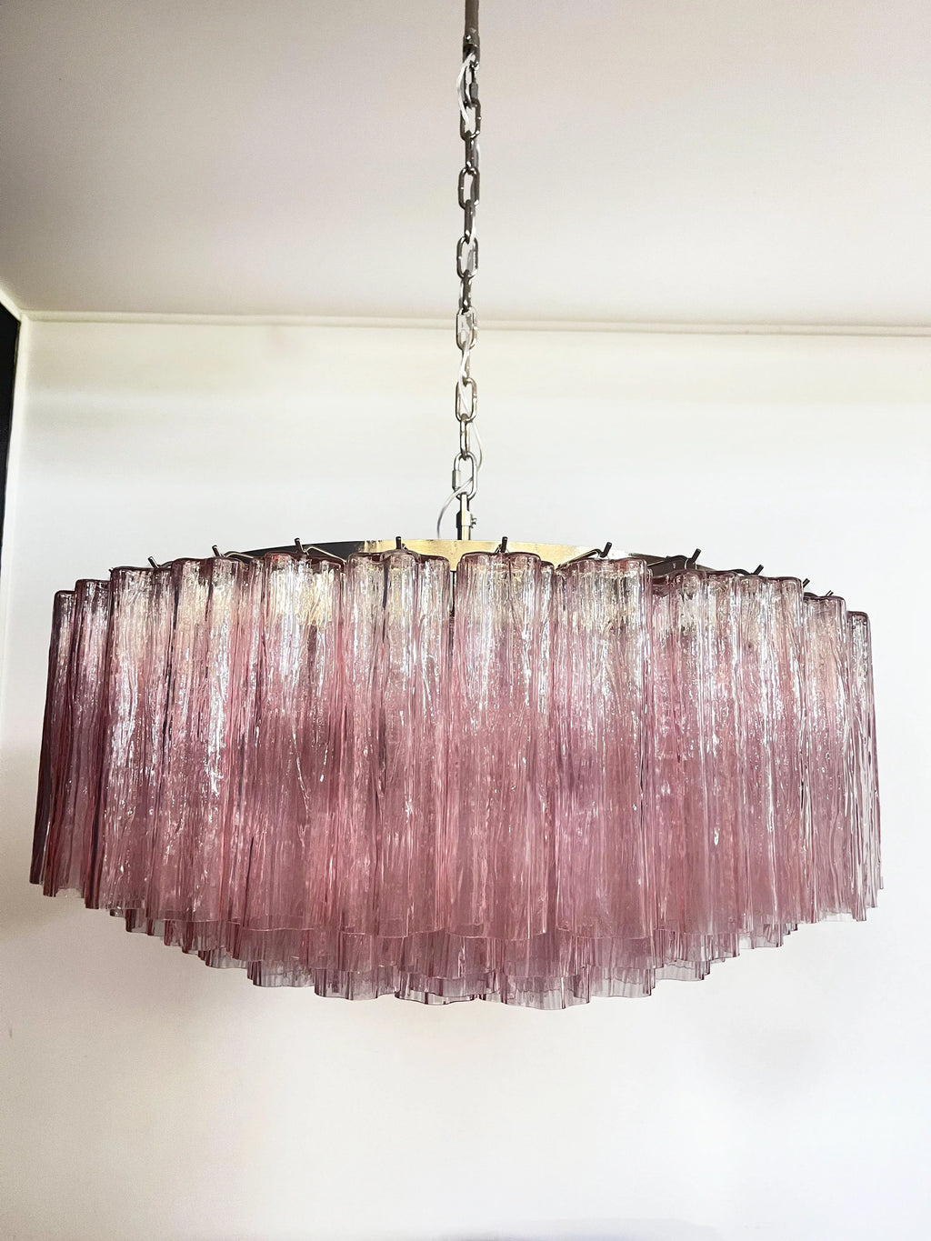 Murano Large Pink Glass Tube Chandelier product image