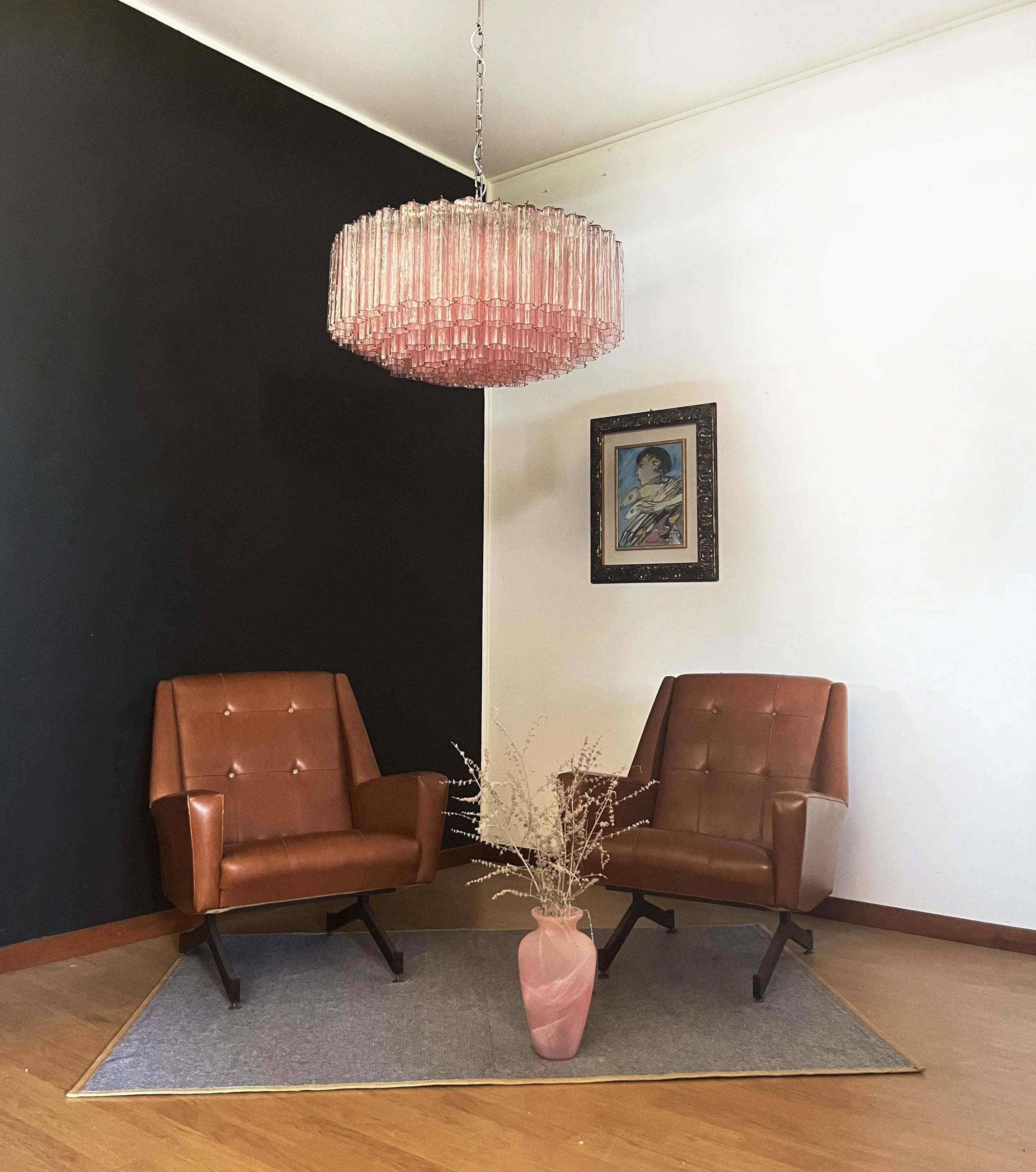 Murano Large Pink Glass Tube Chandelier product image
