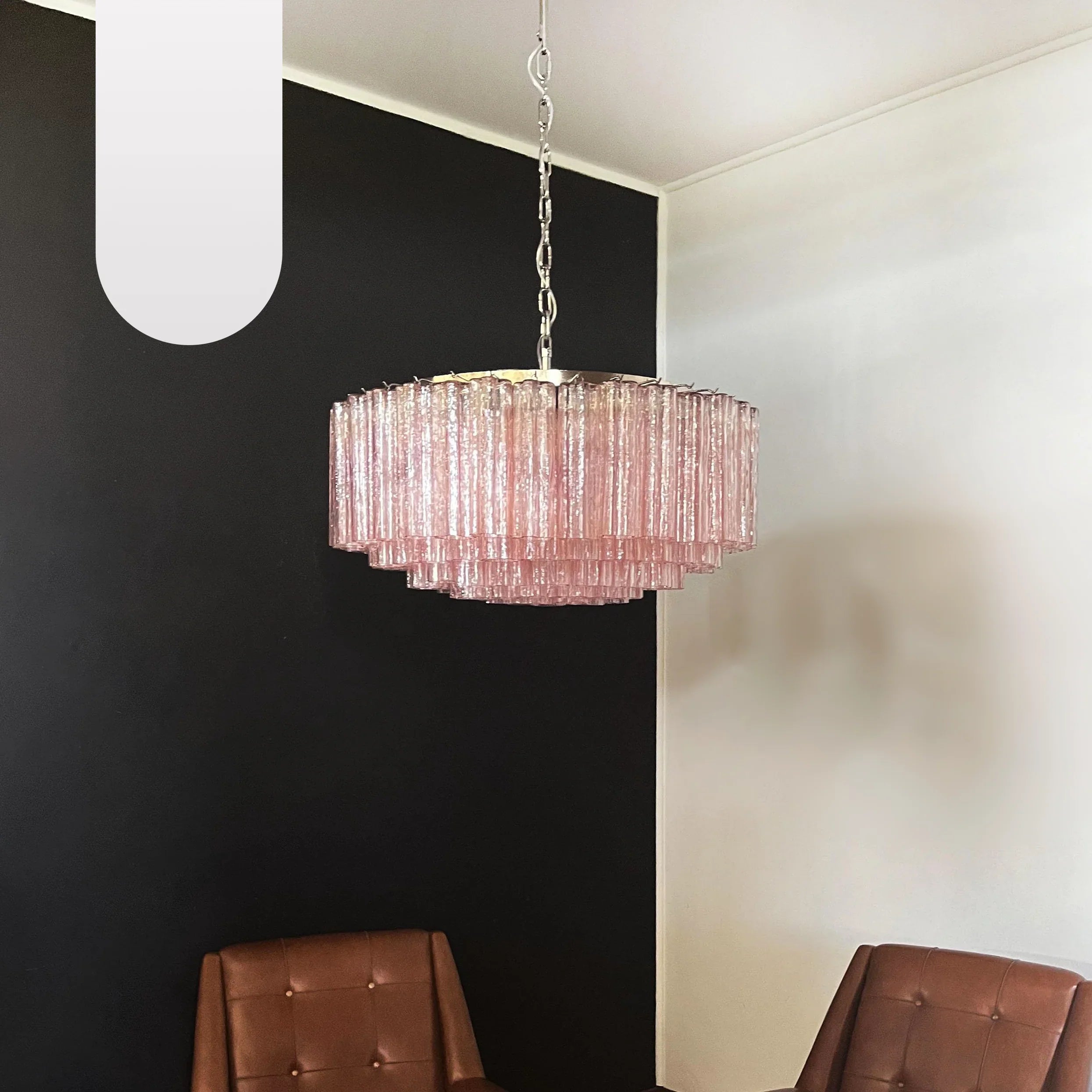 Murano Large Pink Glass Tube Chandelier product image