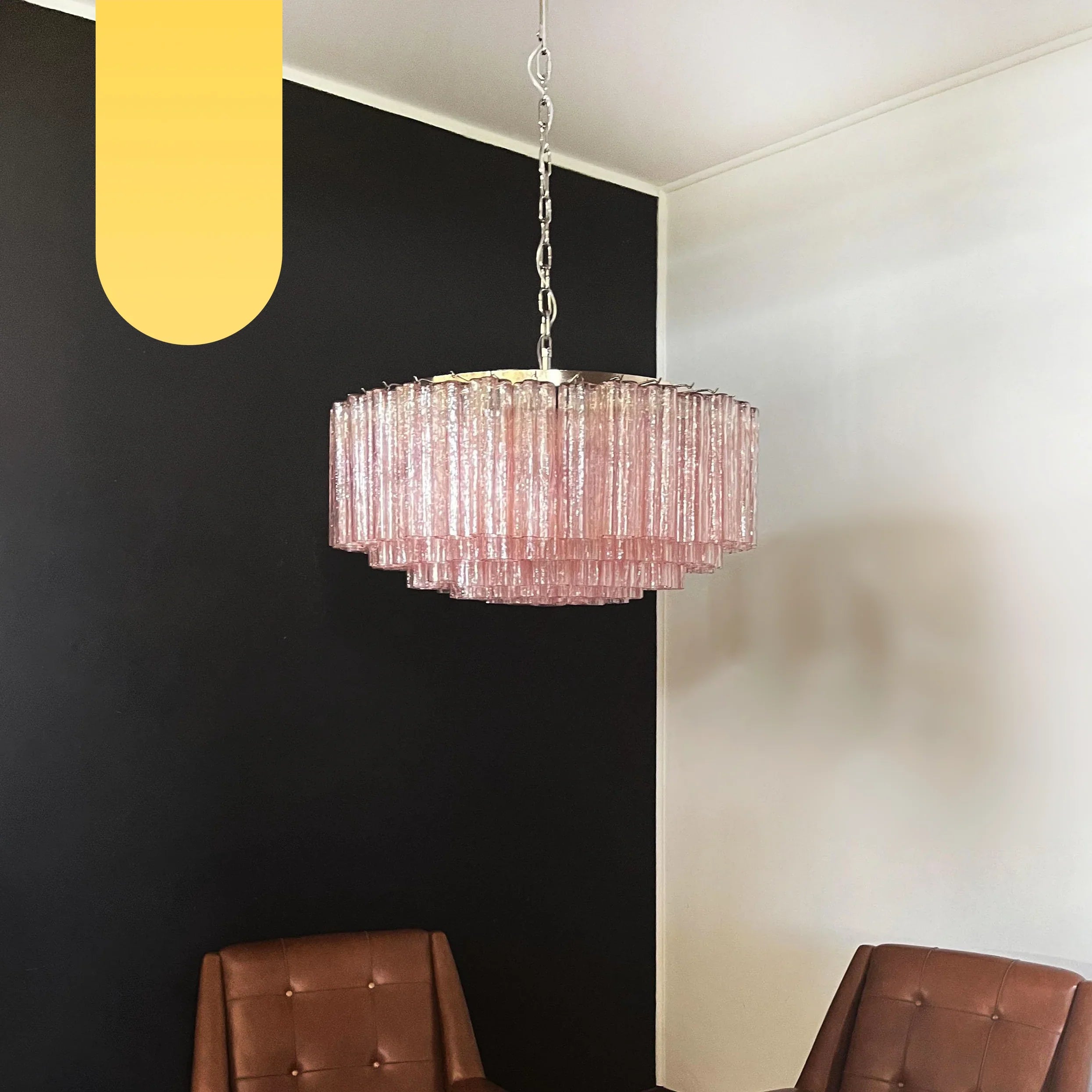Murano Large Pink Glass Tube Chandelier product image