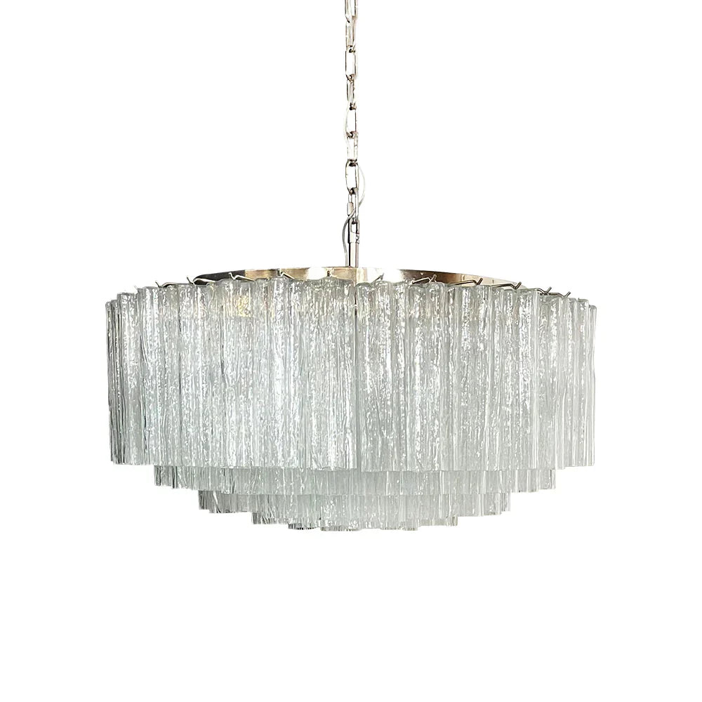 Murano Large Transparent Glass Tube Chandelier by Bling Lighting Studio
