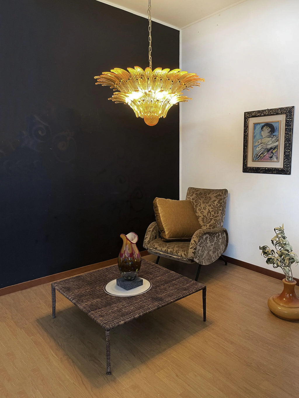 Murano Palmette Amber Chandelier product image