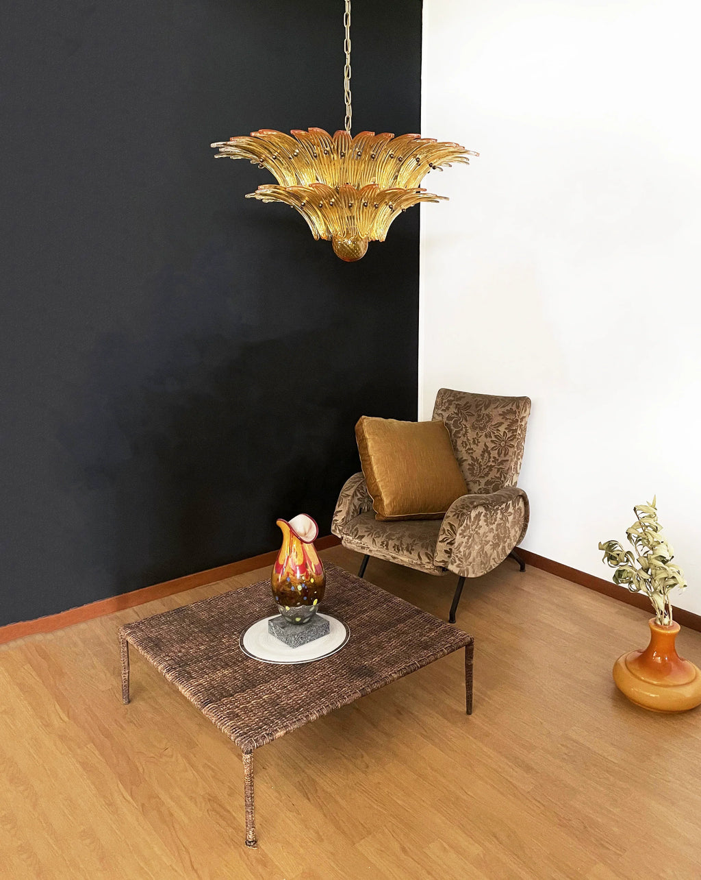 Murano Palmette Amber Chandelier additional product view