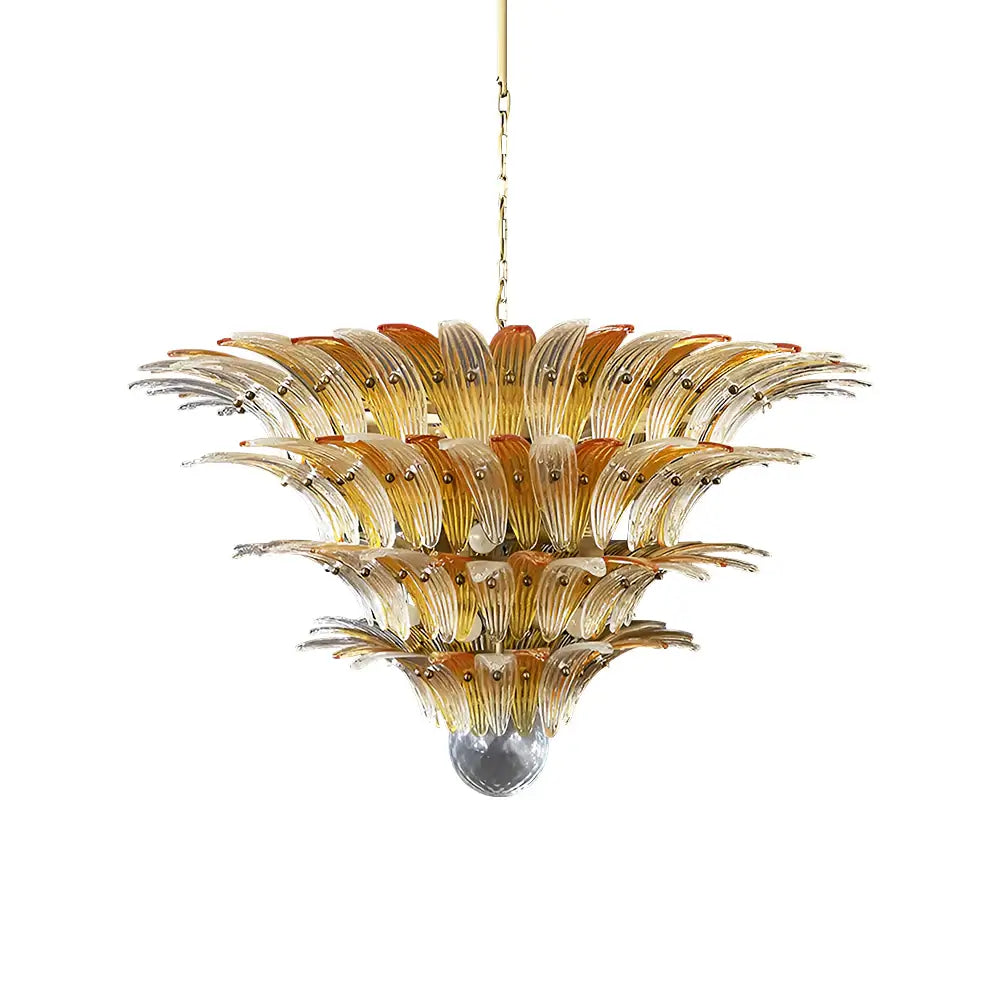 Murano Palmette Amber Trasparent Chandelier by Bling Lighting Studio
