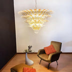 Murano Palmette Amber Trasparent Chandelier detail view