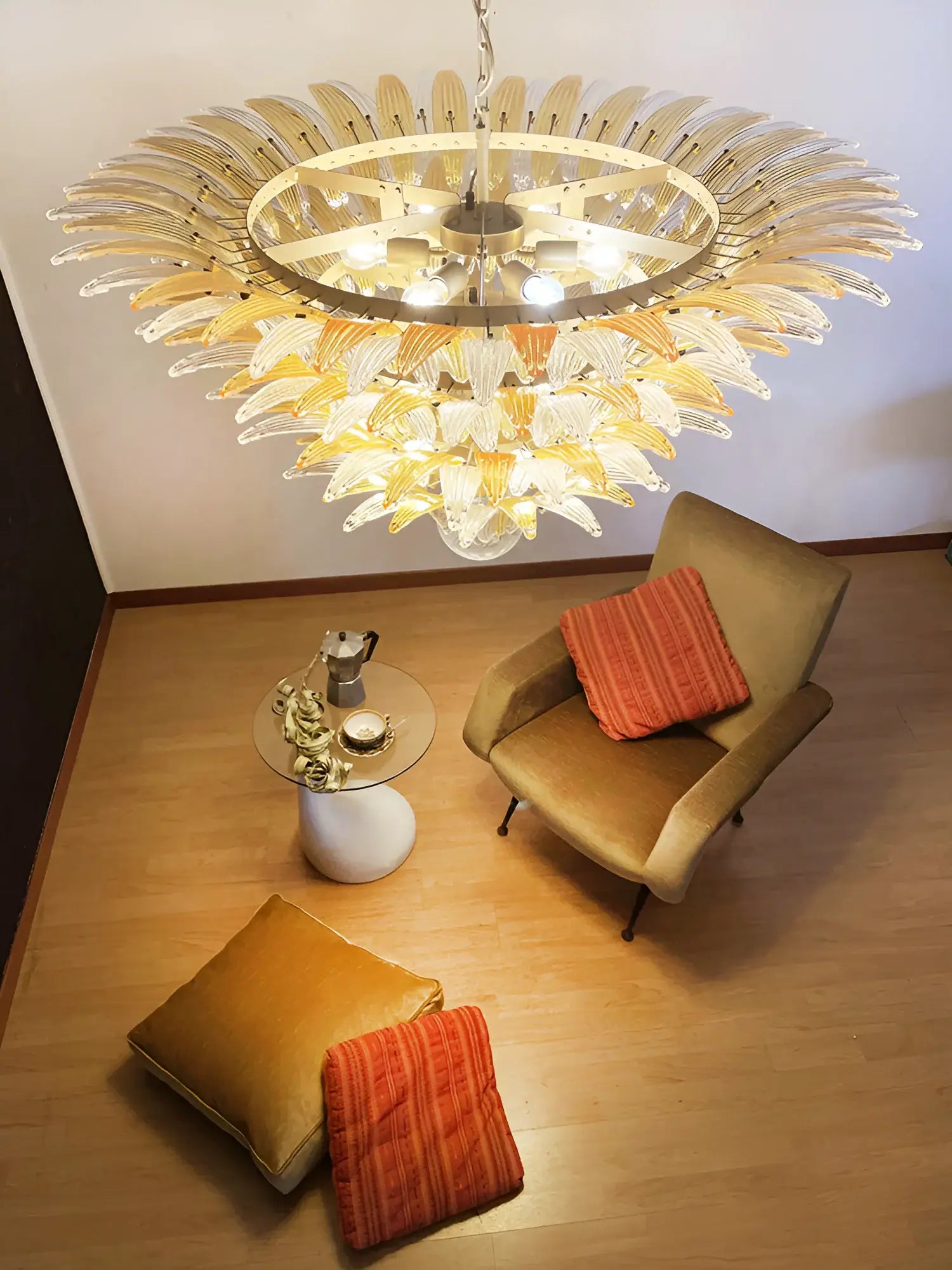 Murano Palmette Amber Trasparent Chandelier product image