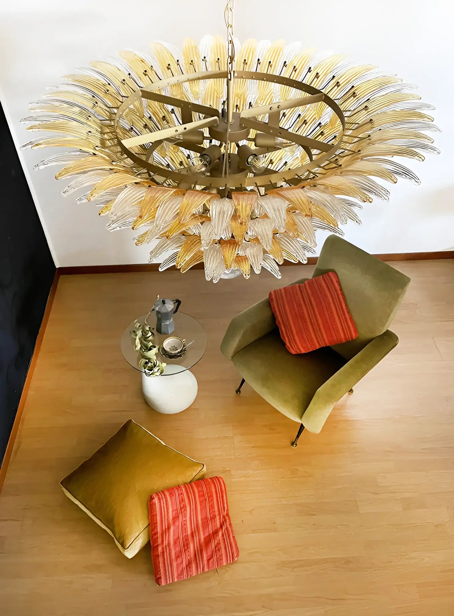Murano Palmette Amber Trasparent Chandelier product image