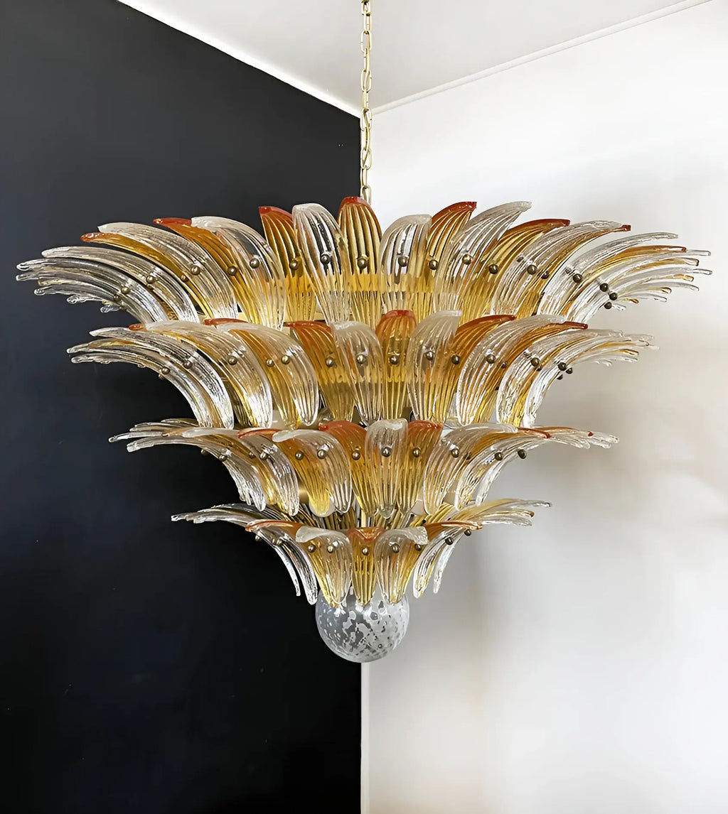 Murano Palmette Amber Trasparent Chandelier product image