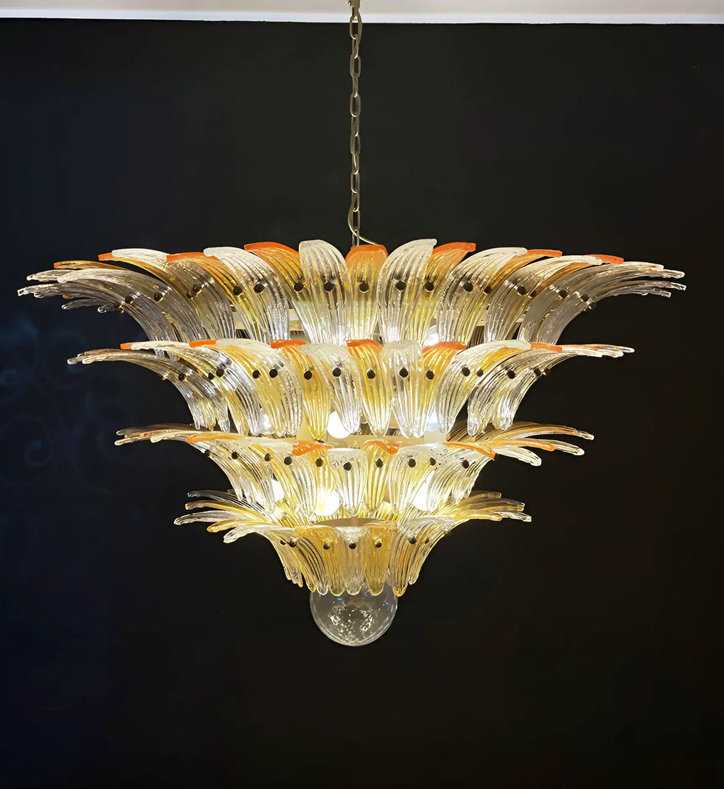Murano Palmette Amber Trasparent Chandelier product image