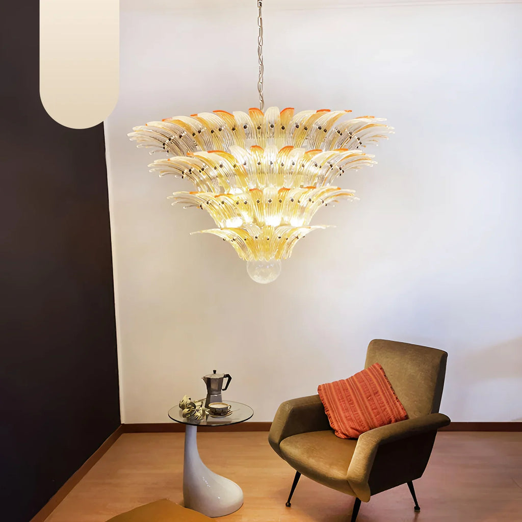 Murano Palmette Amber Trasparent Chandelier product image