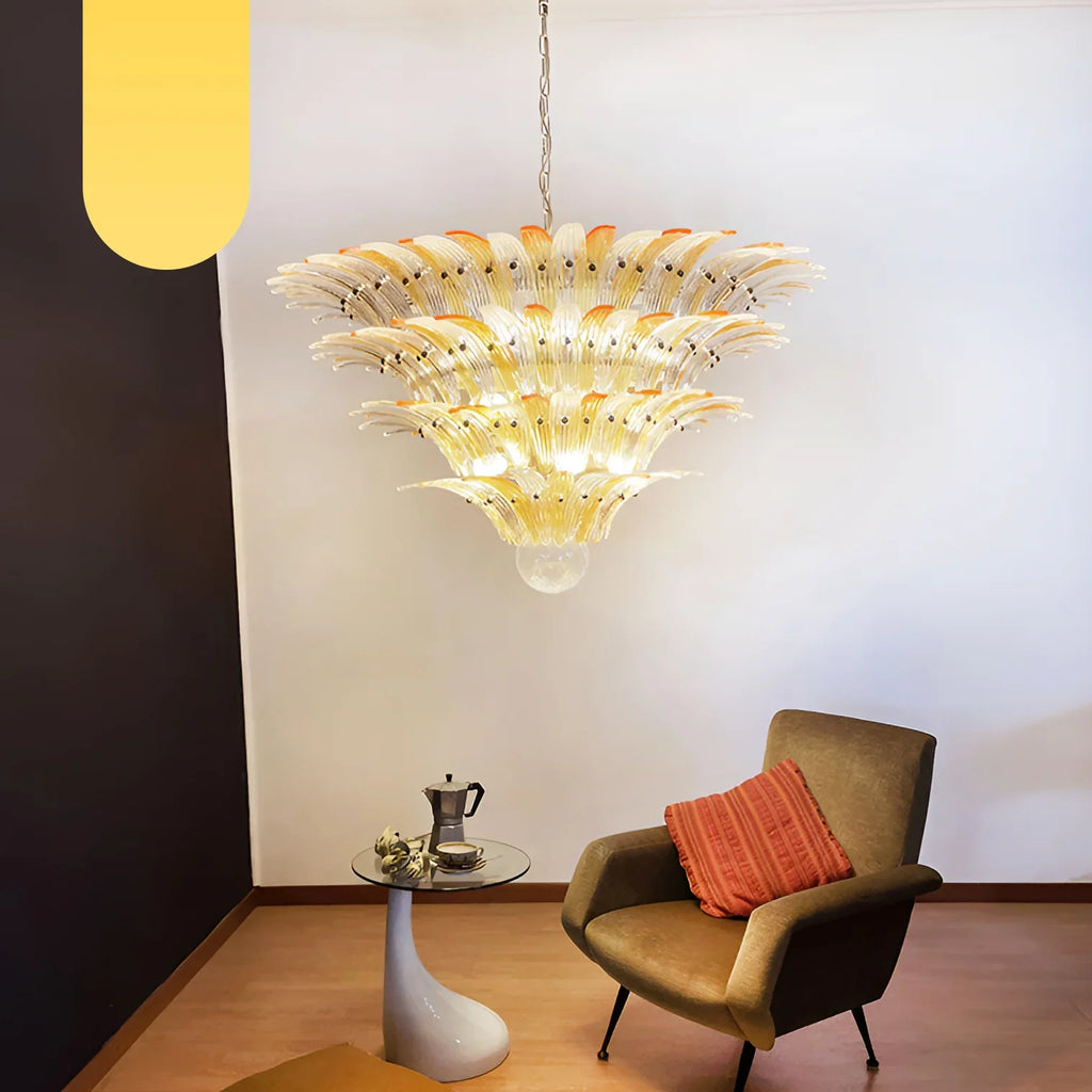 Murano Palmette Amber Trasparent Chandelier product image
