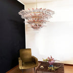 Murano Palmette Pink Trasparent Chandelier detail view