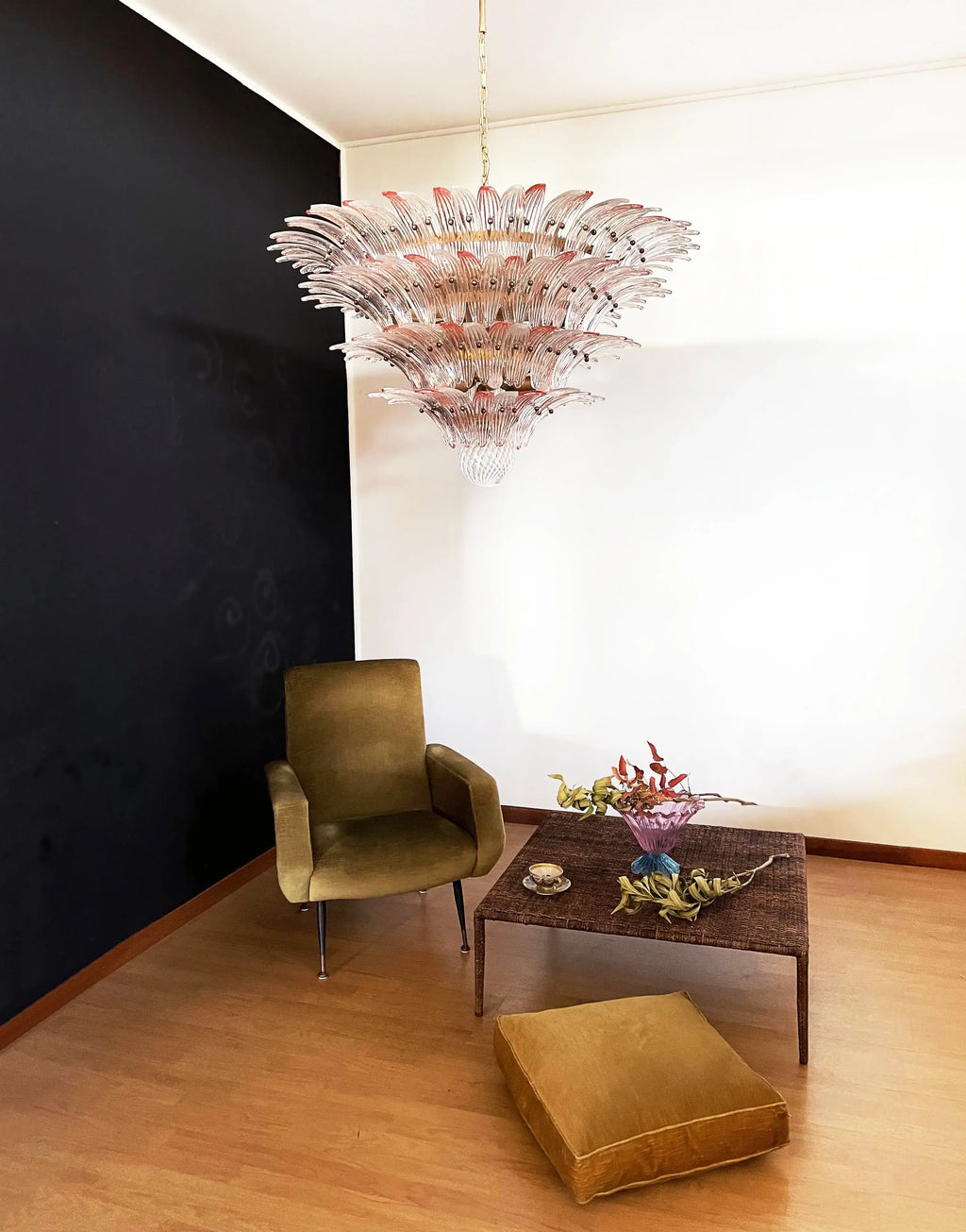 Murano Palmette Pink Trasparent Chandelier additional product view