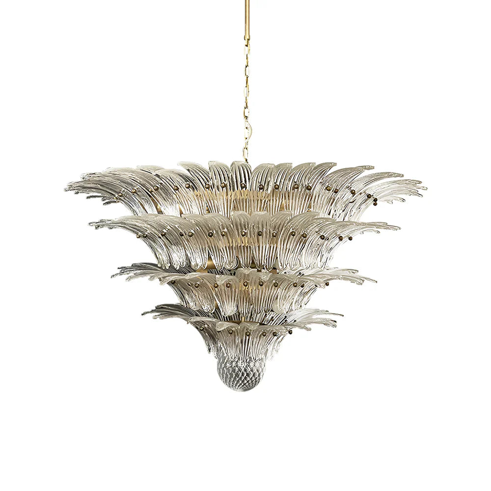 Murano Palmette Transparent Chandelier by Bling Lighting Studio
