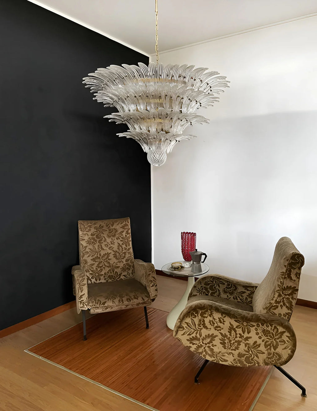 Murano Palmette Transparent Chandelier material and finish detail