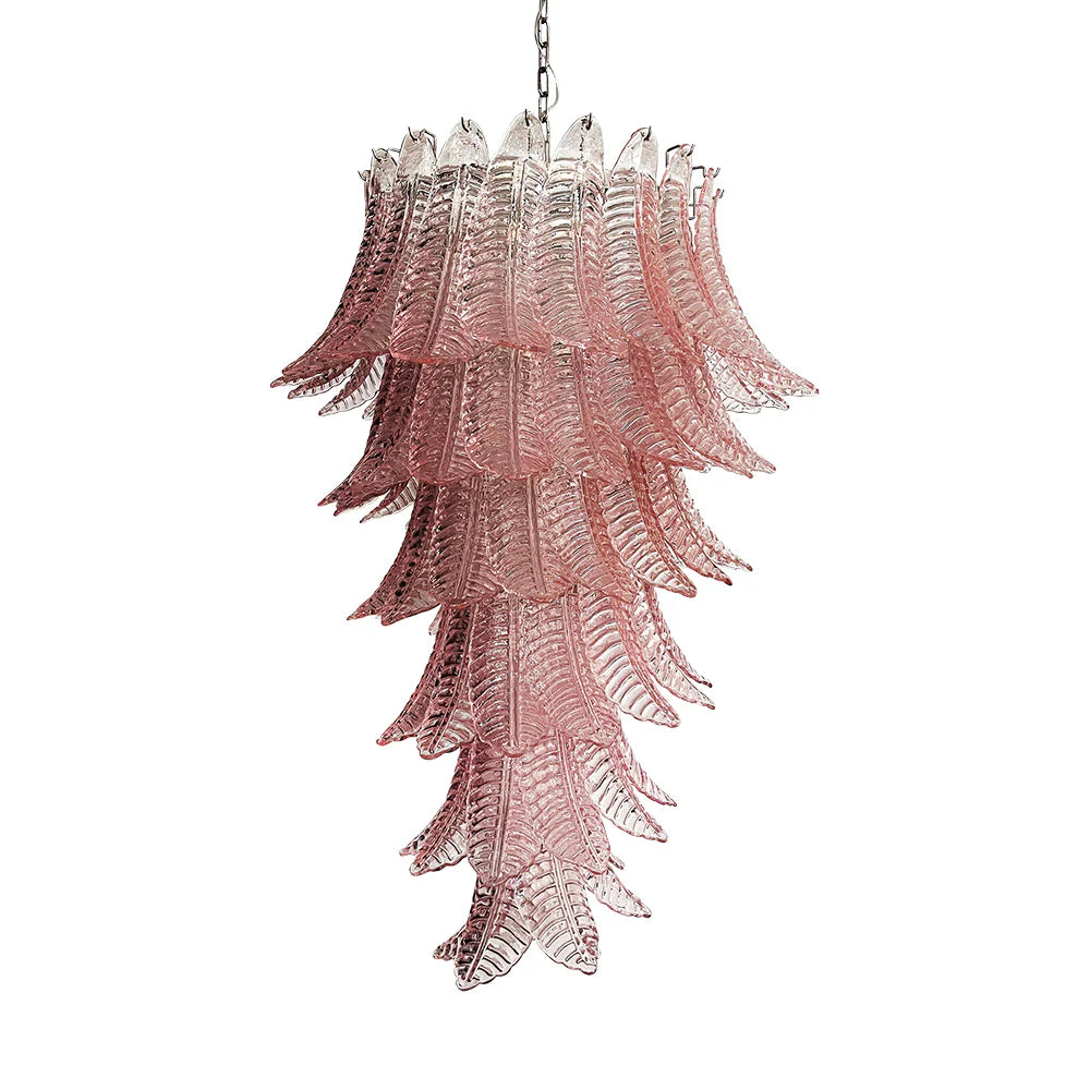 Murano Pink Felch Spiral Chandelier by Bling Lighting Studio