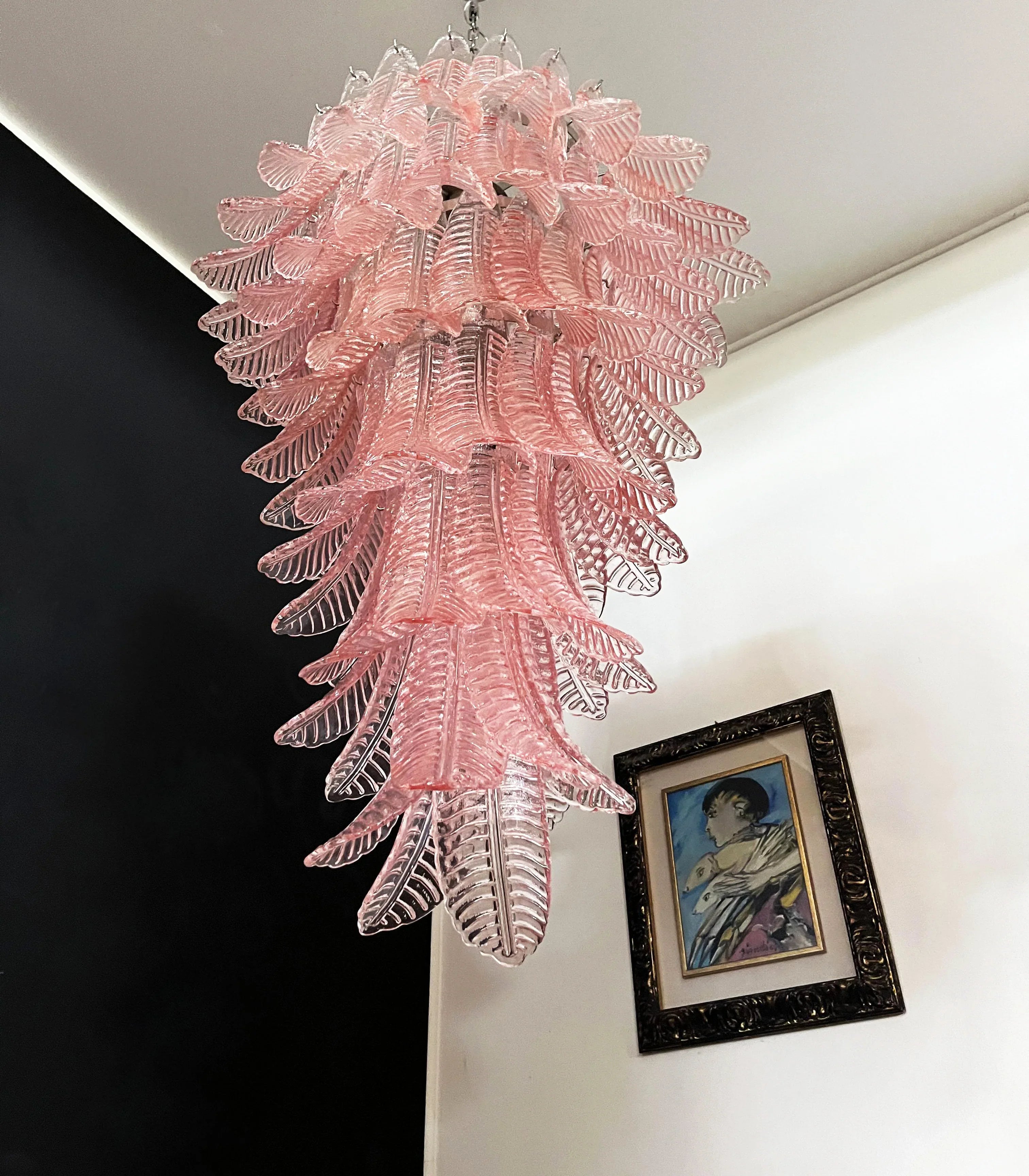 Murano Pink Felch Spiral Chandelier product image