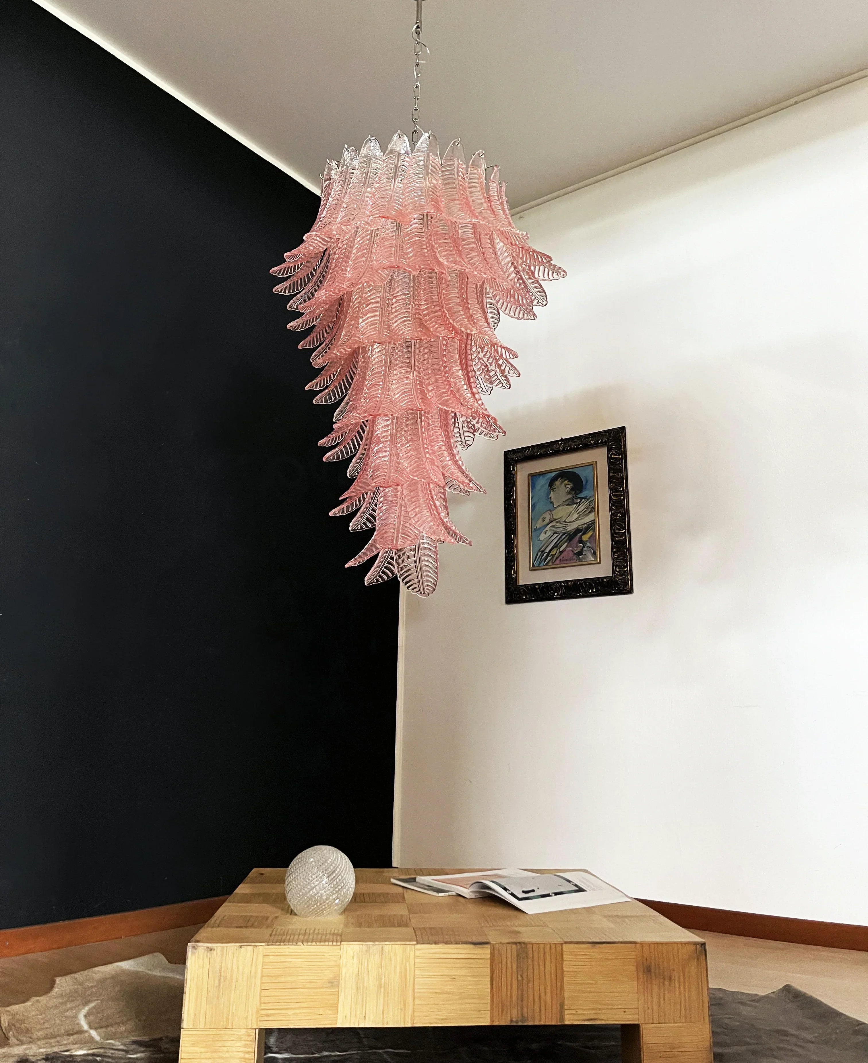 Murano Pink Felch Spiral Chandelier product image