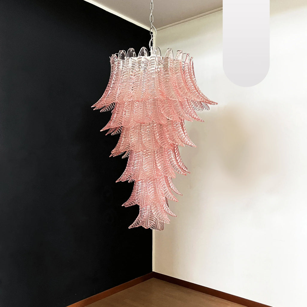 Murano Pink Felch Spiral Chandelier product image