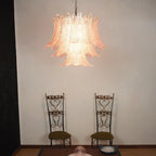 Murano Pink Ferns Glass Chandelier detail view