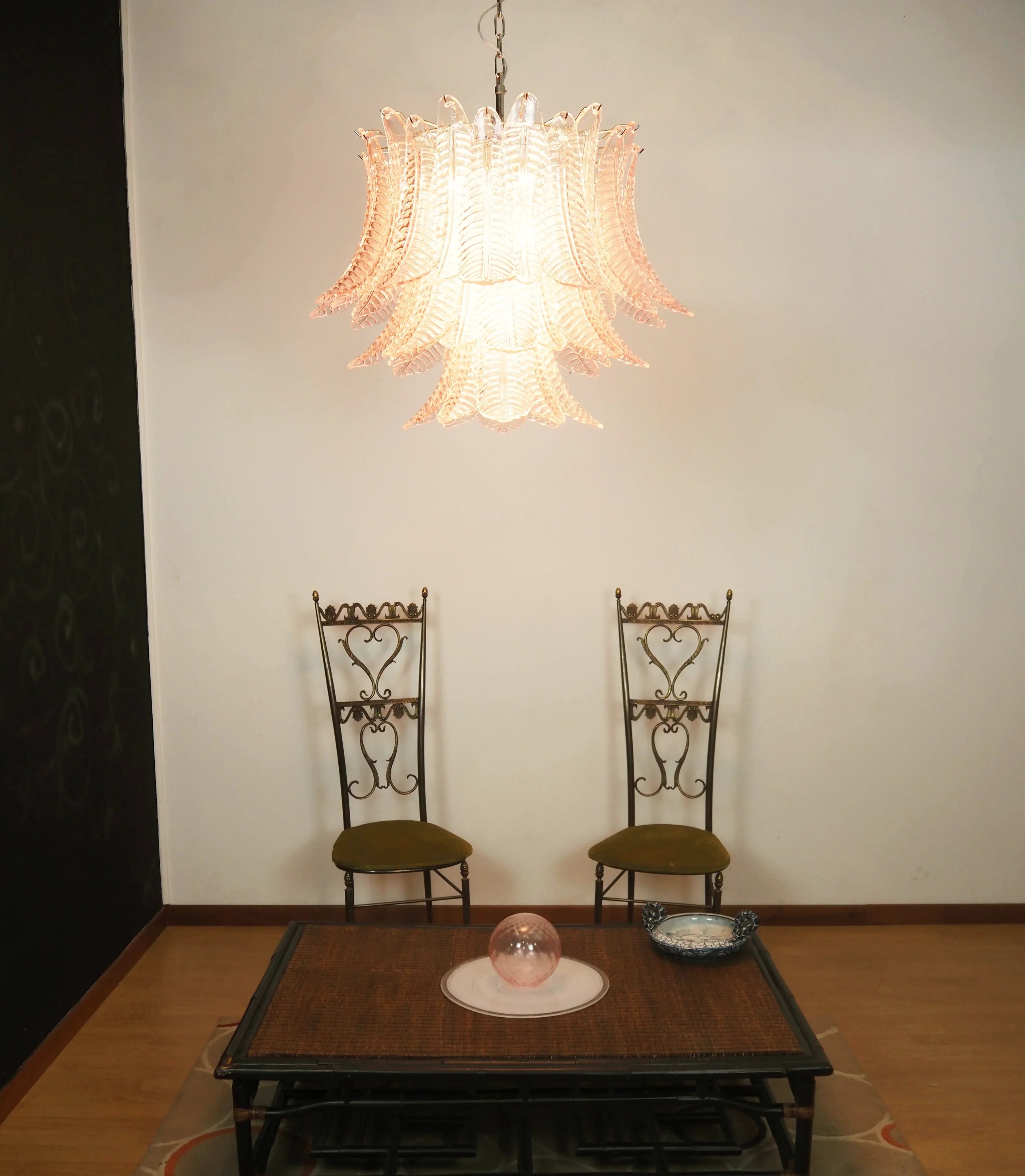 Murano Pink Ferns Glass Chandelier product image