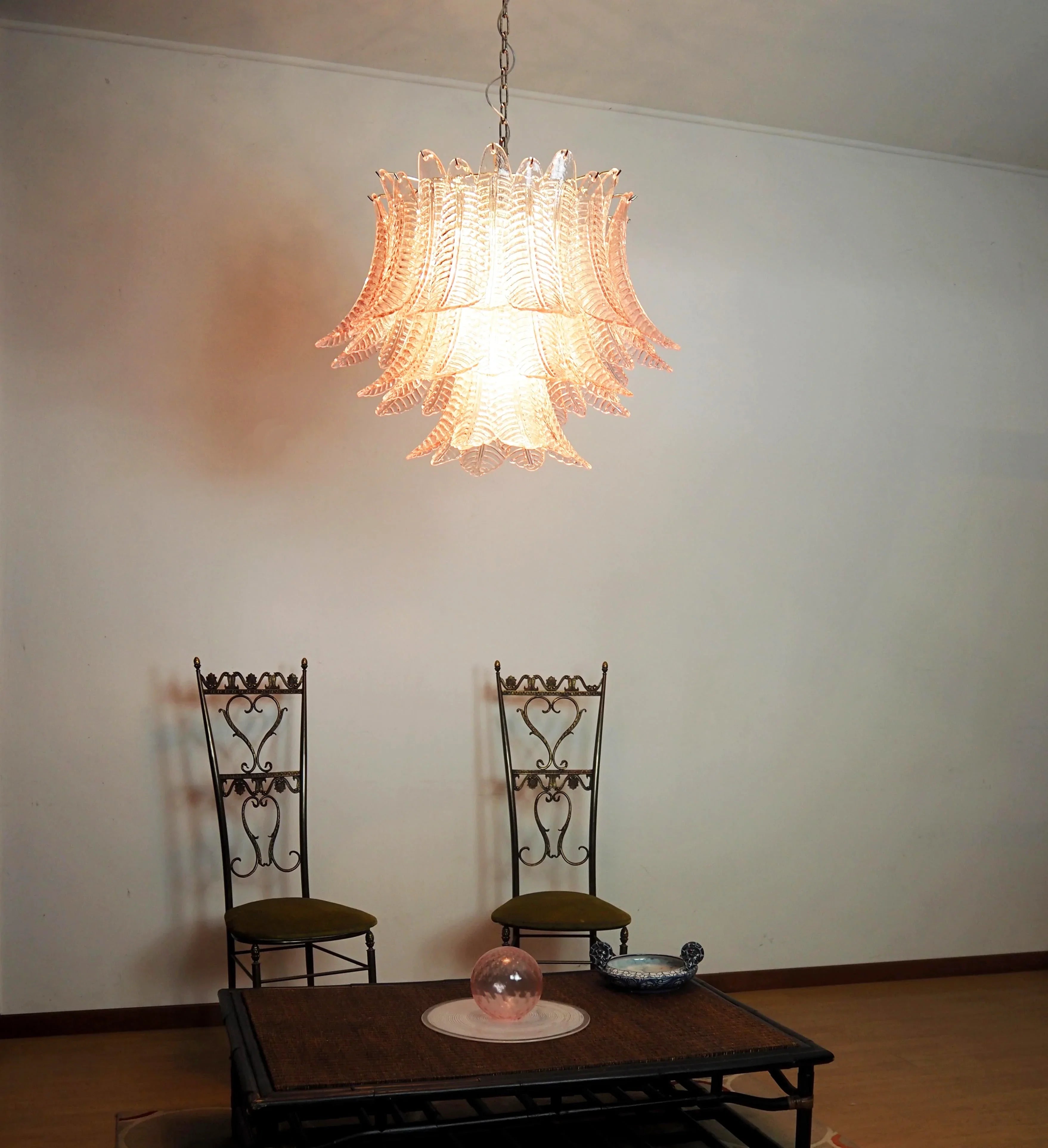 Murano Pink Ferns Glass Chandelier additional product view