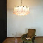 Murano Pink Glass Petal Chandelier detail view