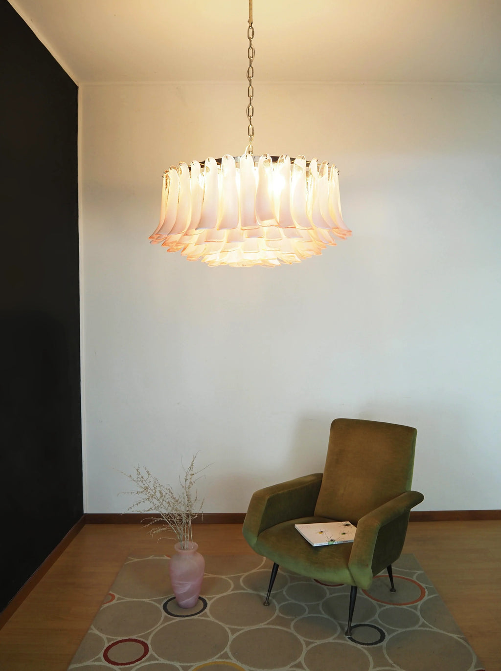Murano Pink Glass Petal Chandelier additional product view