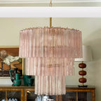 Murano Pink Glass Tube Chandelier product image