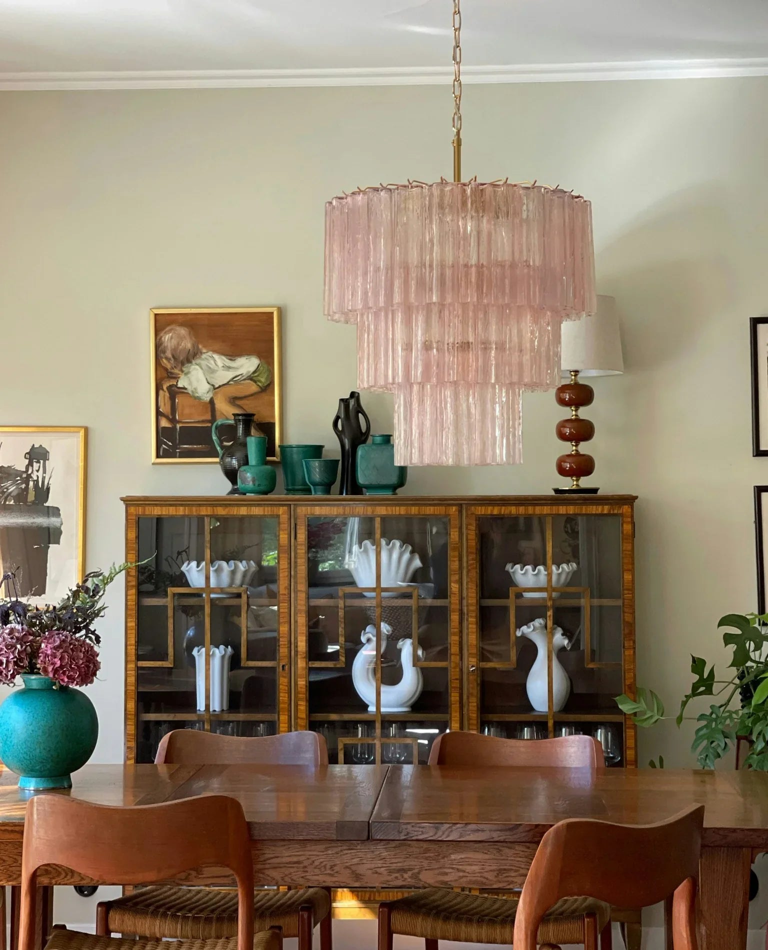 Murano Pink Glass Tube Chandelier product image