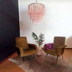 Murano Pink Glass Tube Chandelier material and finish detail