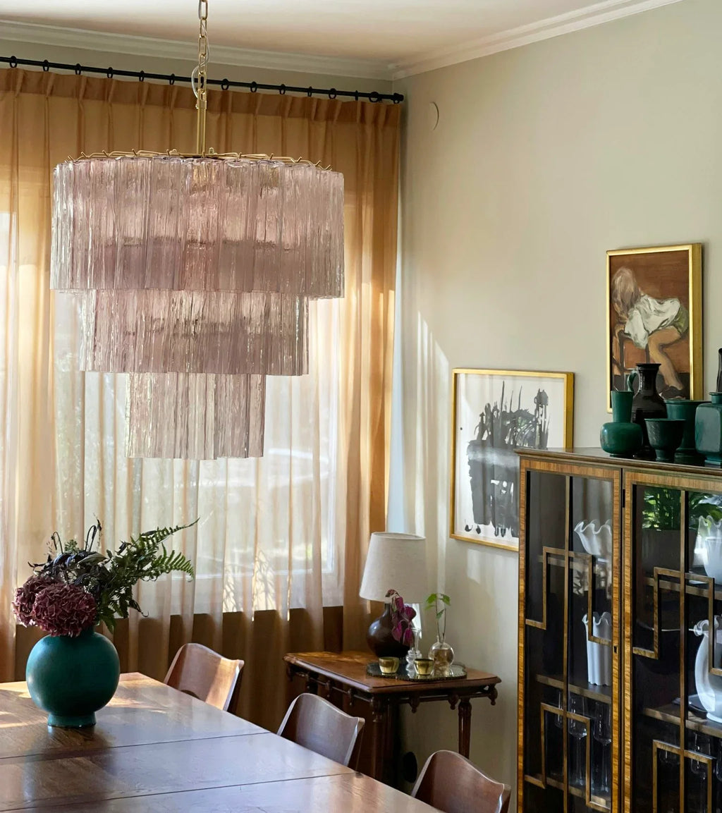Murano Pink Glass Tube Chandelier product image