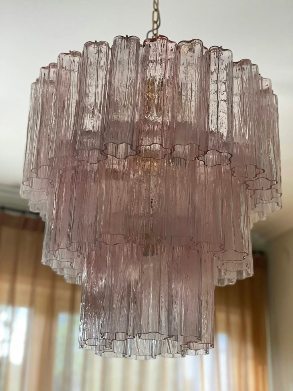 Murano Pink Glass Tube Chandelier product image